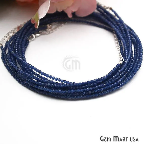 GemMartUSA Necklaces Blue Chalcedony Bead Chain Silver Plated Jewelry Making Necklace Chain