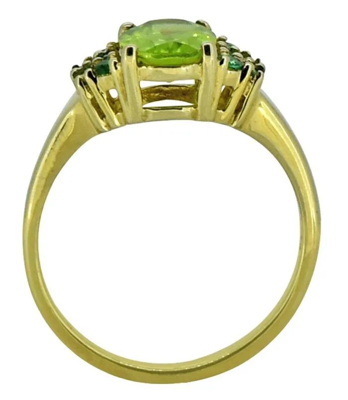 YoTreasure Rings Green Peridot Emerald Solid 925 Sterling Silver 18k Gold Plated Ring Jewelry