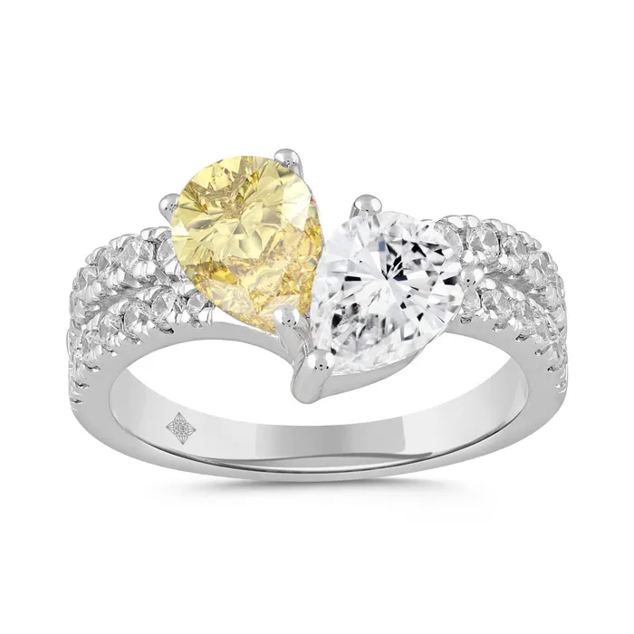 14K WHITE GOLD 200CT ROUNDPEAR DIAMOND LADIES RING CENTER STONE YELLOW PEAR DIAMOND 34CT Ethos Rings 14K WHITE GOLD 200CT ROUNDPEAR DIAMOND LADIES RING CENTER STONE YELLOW PEAR DIAMOND 34CT Ethos Rings