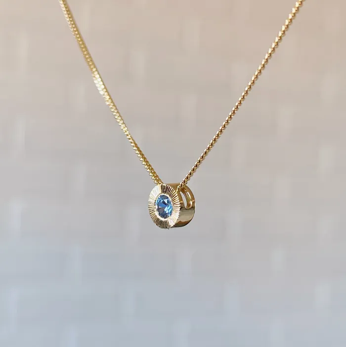 Corey Egan Necklaces Blue Montana Sapphire Small Aurora Slide Necklace in Yellow Gold
