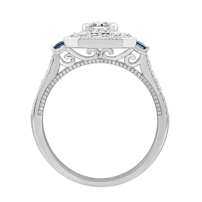 Rings Ethos LADIES RING 1CT ROUNDPRINCESSBLUE SAPHIRE DIAMOND 14K WHITE GOLD CENTER STONE PRINCESS DIAMOND 16CT Rings Ethos LADIES RING 1CT ROUNDPRINCESSBLUE SAPHIRE DIAMOND 14K WHITE GOLD CENTER STONE PRINCESS DIAMOND 16CT