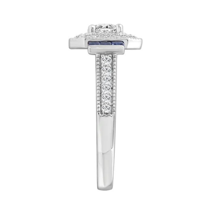 Rings Ethos LADIES RING 1CT ROUNDPRINCESSBLUE SAPHIRE DIAMOND 14K WHITE GOLD CENTER STONE PRINCESS DIAMOND 16CT Rings Ethos LADIES RING 1CT ROUNDPRINCESSBLUE SAPHIRE DIAMOND 14K WHITE GOLD CENTER STONE PRINCESS DIAMOND 16CT