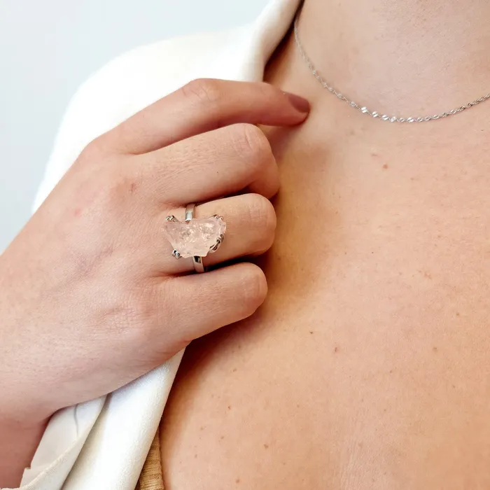 Rings Uniquelan Jewelry Raw Morganite Adjustable Ring