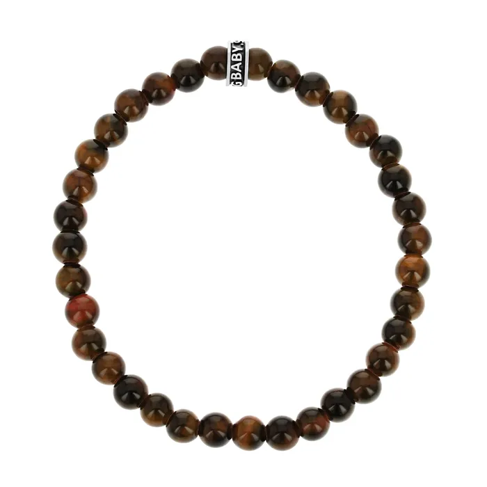 6mm Brown Tiger Eye Beaded Bracelet w Logo Ring King Baby Bracelets 6mm Brown Tiger Eye Beaded Bracelet w Logo Ring King Baby Bracelets