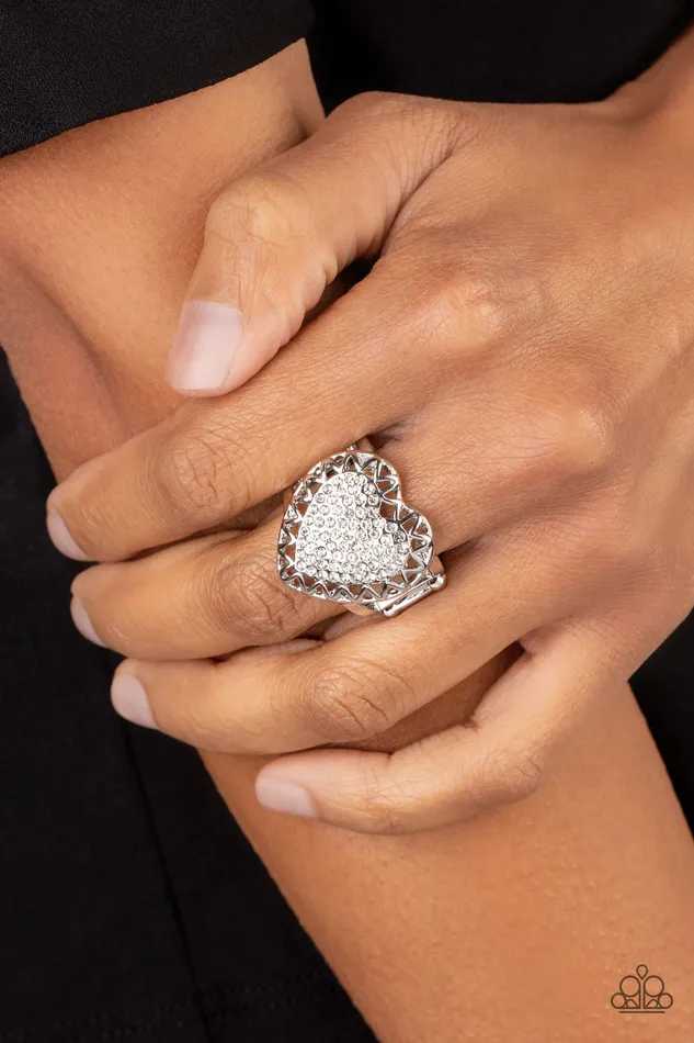 A Finishing Touch Jewelry Rings Paparazzi Romantic Escape White Heart Ring
