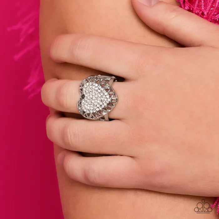 A Finishing Touch Jewelry Rings Paparazzi Romantic Escape White Heart Ring