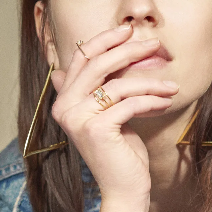 Bing Bang Rings Stacked Baguette RingRose Gold