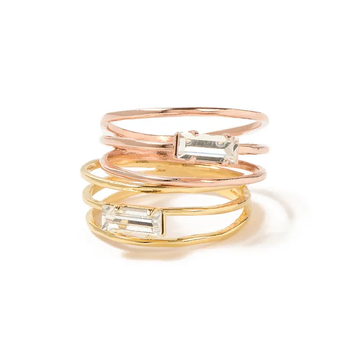 Bing Bang Rings Stacked Baguette RingRose Gold