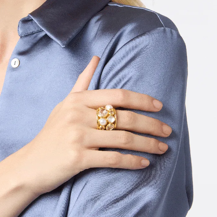 Julie Vos Rings Julie Vos Kaleidoscope Statement Ring with Iridescent Clear Crystal Stone