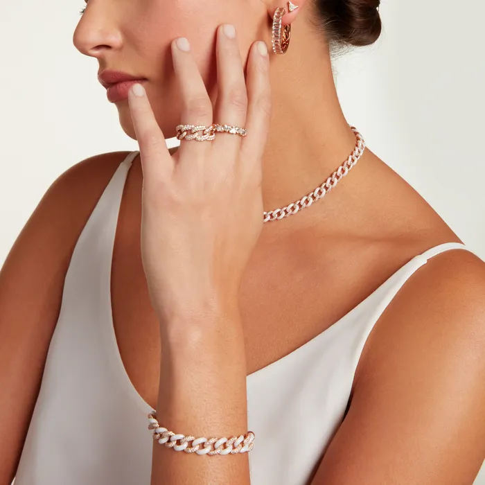 READY TO SHIP PINK SAPPHIRE PAVE ESSENTIAL LINK RING SHAY JEWELRY Rings