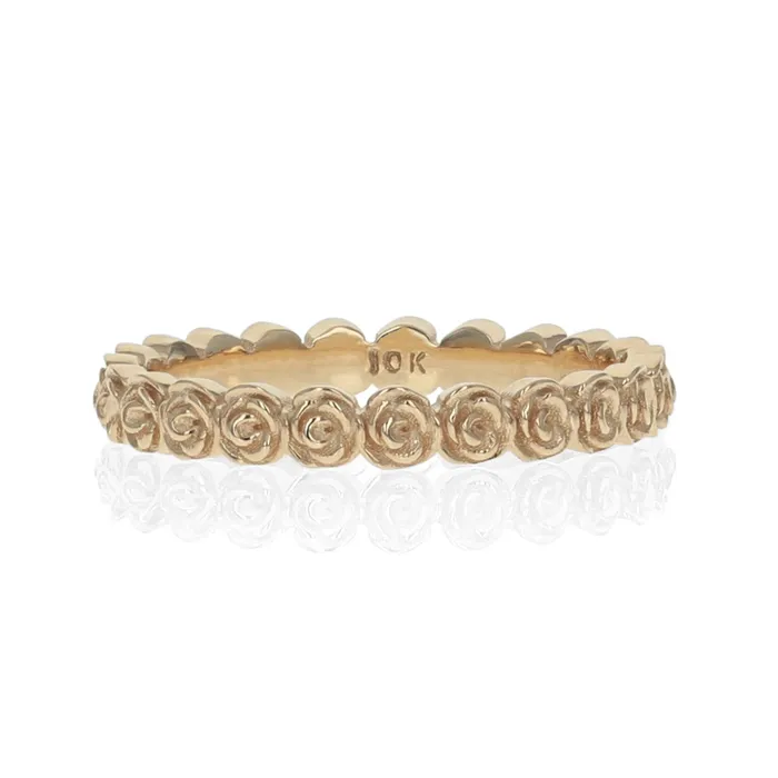 Rings 10K Gold Super Micro Rose Infinity Ring King Baby