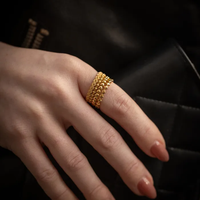 Rings 10K Gold Super Micro Rose Infinity Ring King Baby