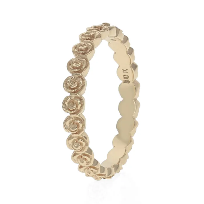 Rings 10K Gold Super Micro Rose Infinity Ring King Baby