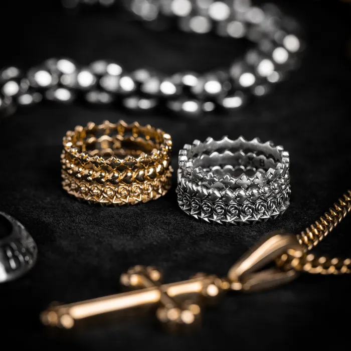 Rings 10K Gold Super Micro Rose Infinity Ring King Baby