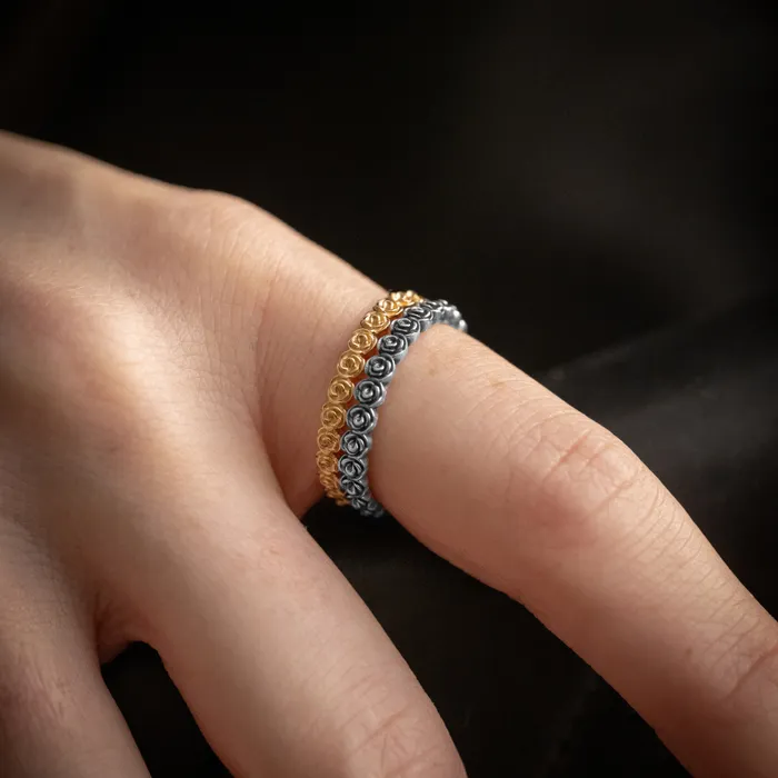 Rings 10K Gold Super Micro Rose Infinity Ring King Baby