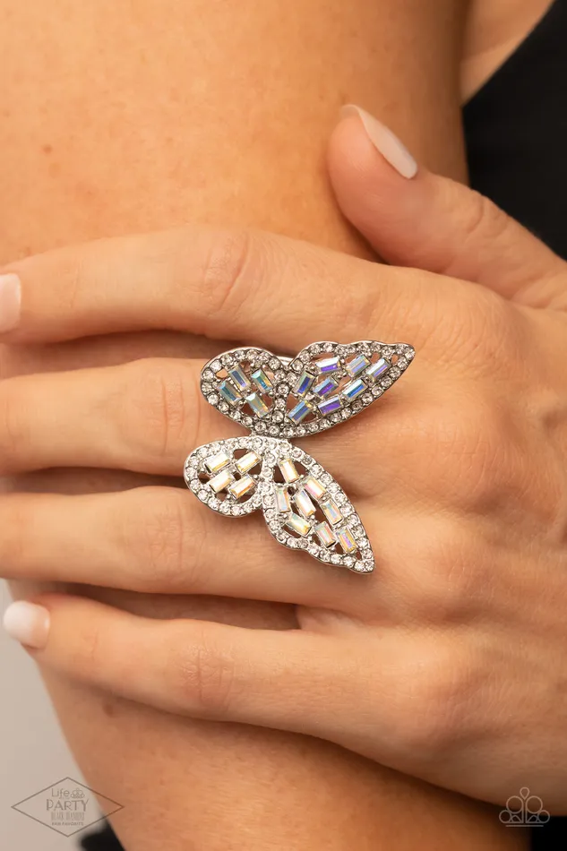 Rings A Finishing Touch Jewelry Paparazzi Flauntable Flutter Multi Butterfly Ring Black Diamond Life of The Party
