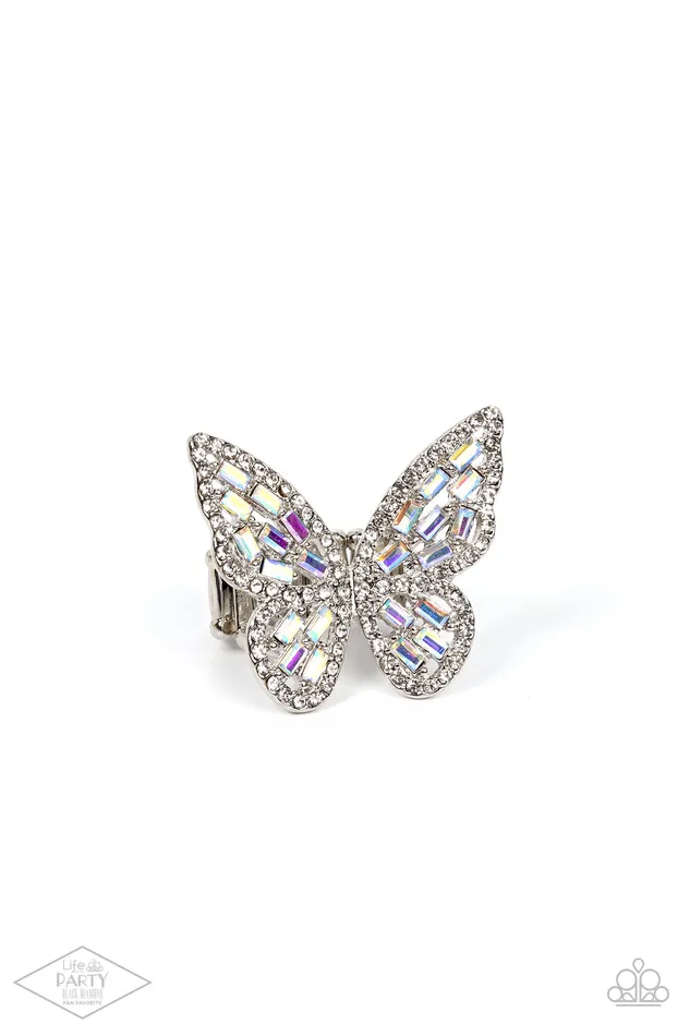 Rings A Finishing Touch Jewelry Paparazzi Flauntable Flutter Multi Butterfly Ring Black Diamond Life of The Party