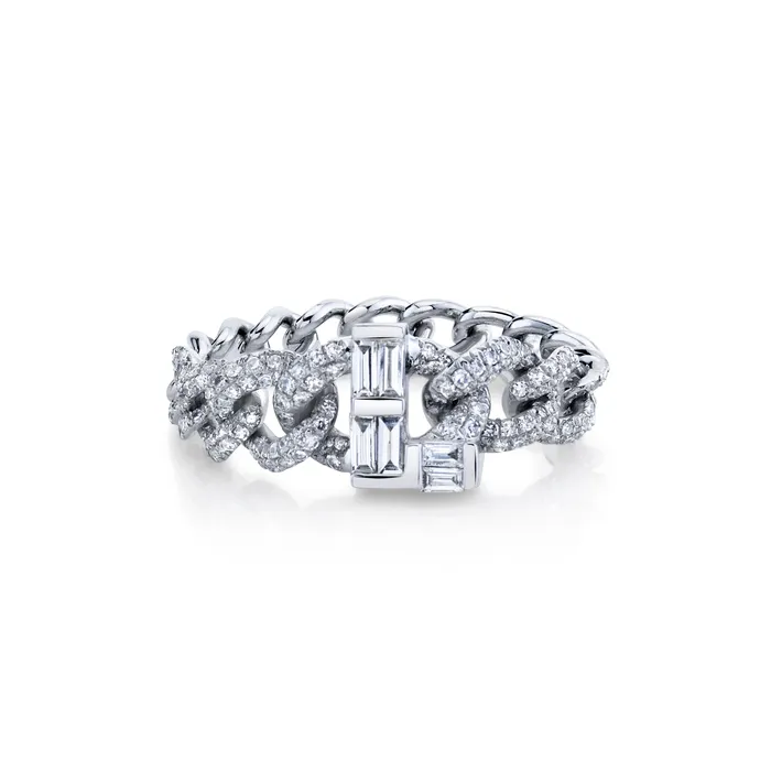 Rings READY TO SHIP DIAMOND BAGUETTE PERSONALIZED INITAL L LINK RING SHAY JEWELRY Rings READY TO SHIP DIAMOND BAGUETTE PERSONALIZED INITAL L LINK RING SHAY JEWELRY