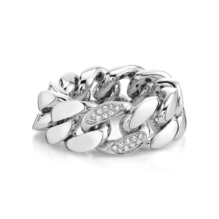SHAY JEWELRY READY TO SHIP MENS DIAMOND SINGLE PAVE FLAT LINK RING Rings