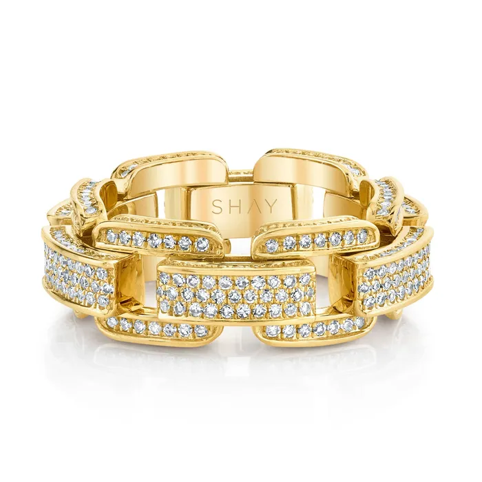 SHAY JEWELRY Rings MENS DIAMOND PAVE DECO LINK RING
