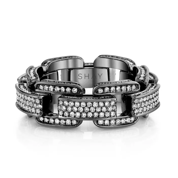 SHAY JEWELRY Rings MENS DIAMOND PAVE DECO LINK RING