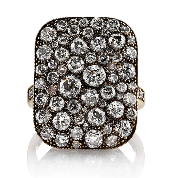 SINGLE STONE Rings RECTANGULAR COBBLESTONE RING