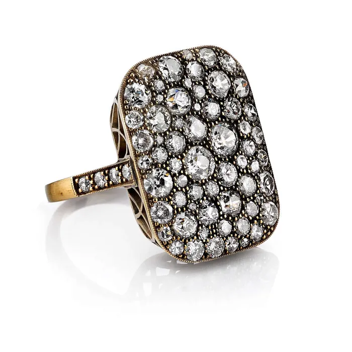 SINGLE STONE Rings RECTANGULAR COBBLESTONE RING
