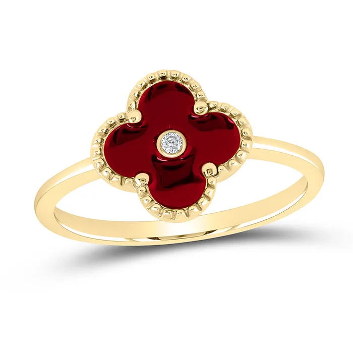 0010CtwNat Dia Nk Gift Clover Ring 217 grams GND Rings