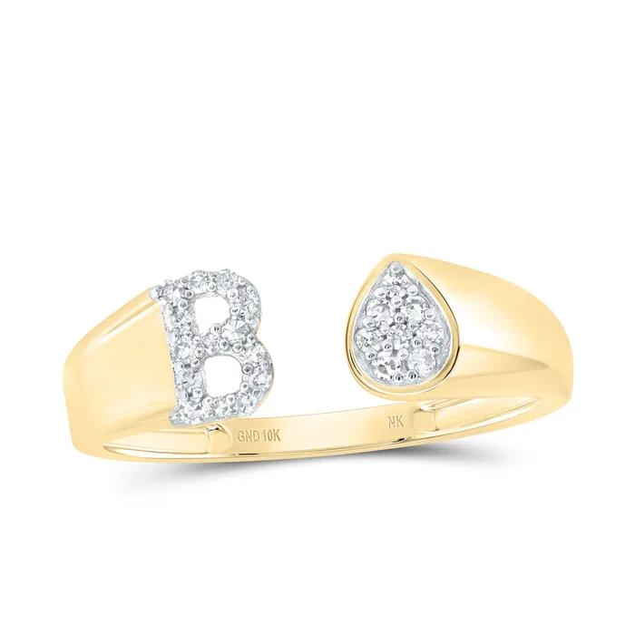110CtwNat Dia Nk Gift Initial B Pear Ladies Ring 158 grams GND Rings