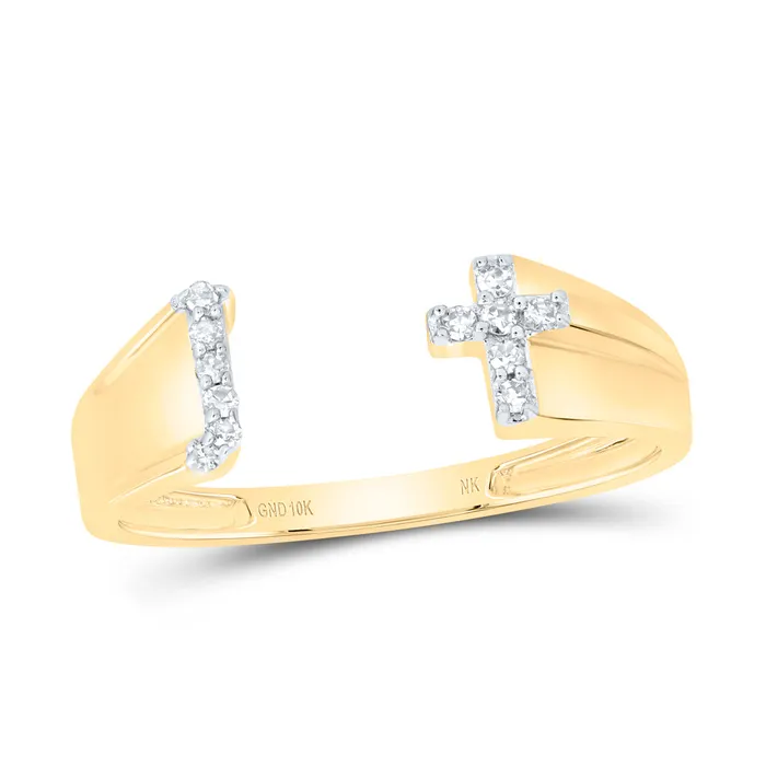 112CtwNat Dia Nk Gift Initial J Ladies Cross Ring 136 grams GND Rings