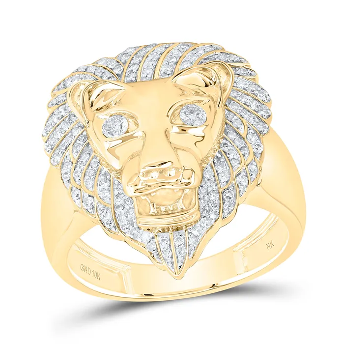 12CtwDia Nk Lion Face Mens Ring 762 grams GND Rings