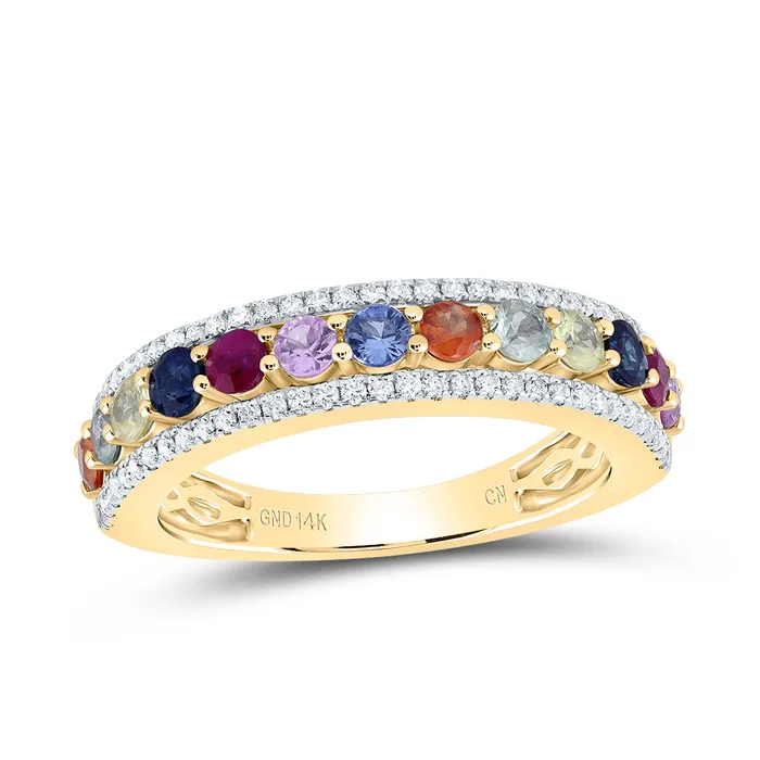 14CtwNat Dia Cn 1 Ctw RdNat Gem Multi Clr Sapphire Ring 345 grams GND Rings