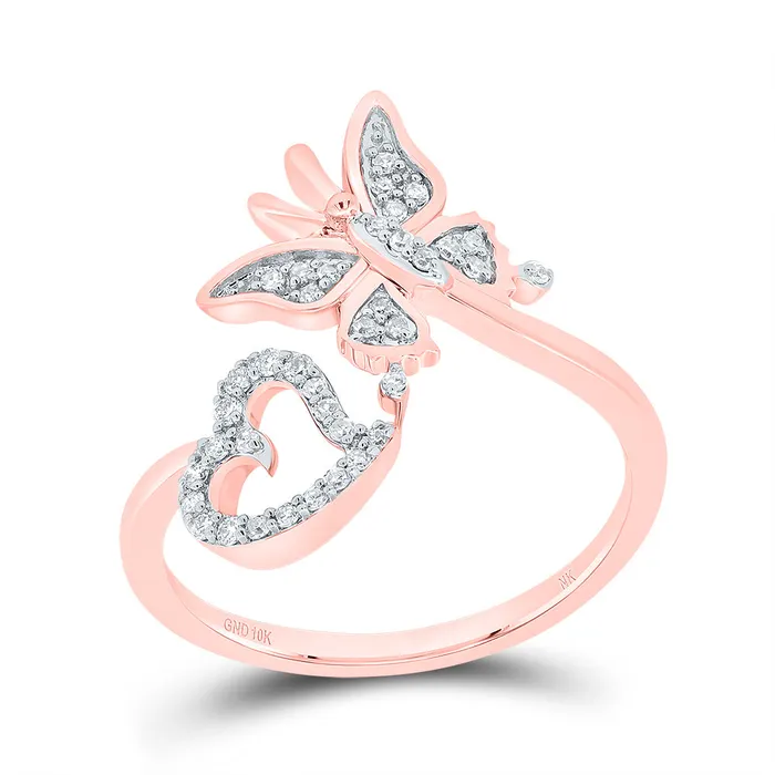 16CtwNat Dia Nk Butterfly Heart Ring 245 grams GND Rings