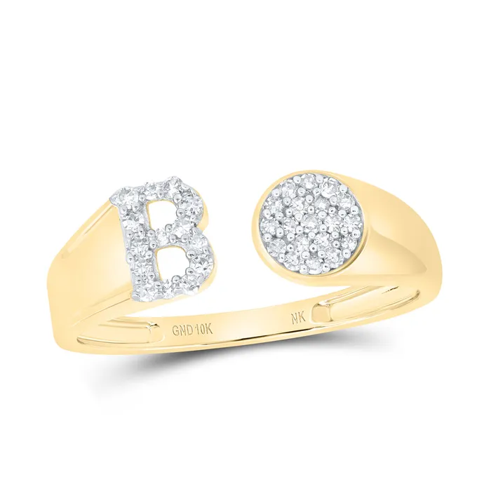 16CtwNat Dia Nk Gift Initial B Round Ladies Ring 15 grams GND Rings