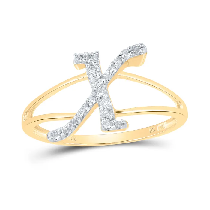 16CtwNat Dia Nk Gift Initial X Ladies Ring 147 grams GND Rings