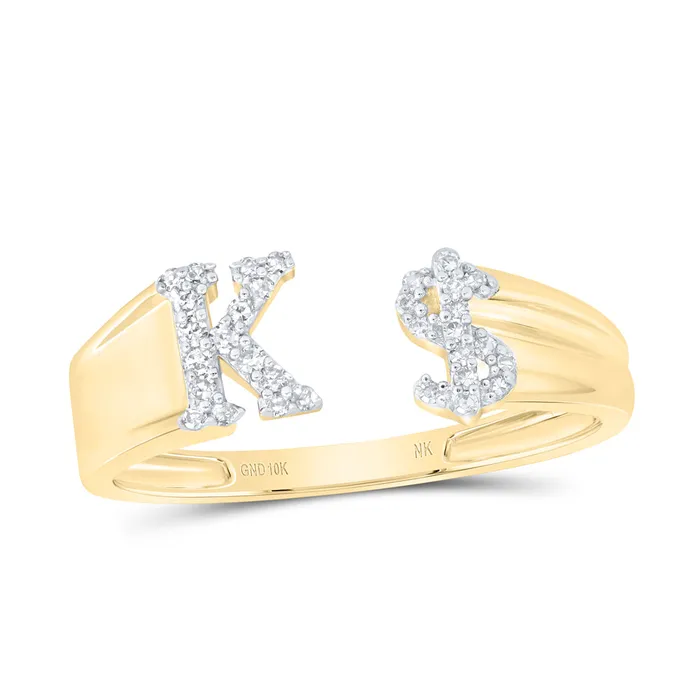 18CtwNat Dia Nk Gift Initial K Ladies Dollar Ring 177 grams GND Rings
