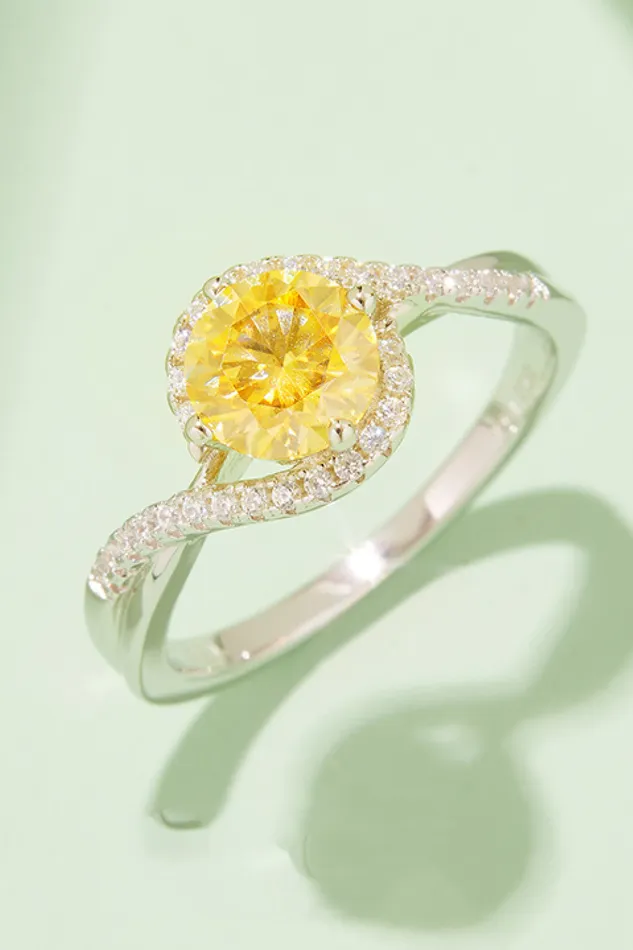 1 Carat Moissanite Contrast 925 Sterling Silver Ring Trendsi Rings