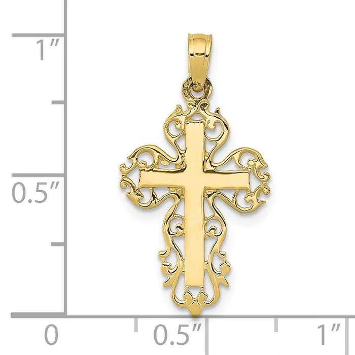 10k Yellow Gold 14 mm Fancy Cross Pendant 07 grams Qgold Necklaces 10k Yellow Gold 14 mm Fancy Cross Pendant 07 grams Qgold Necklaces