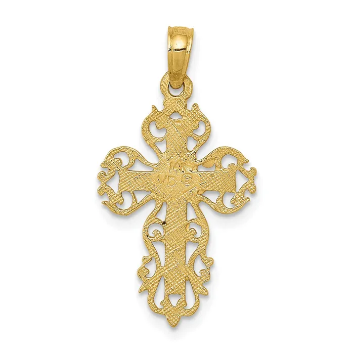 10k Yellow Gold 14 mm Fancy Cross Pendant 07 grams Qgold Necklaces 10k Yellow Gold 14 mm Fancy Cross Pendant 07 grams Qgold Necklaces