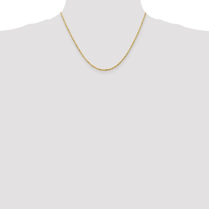 10k Yellow Gold 2 mm ExtraLight DC Rope Chain 34 grams Qgold Necklaces