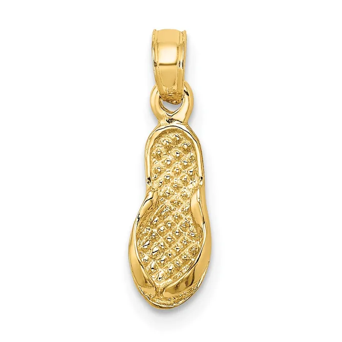 10k Yellow Gold 54 mm 3D Single FlipFlop Charm 058 grams Qgold Charm Necklaces
