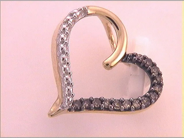 10Kt Yellow Gold 110CtwDia Natural Brown Heart Pendant 098 grams GND Necklaces