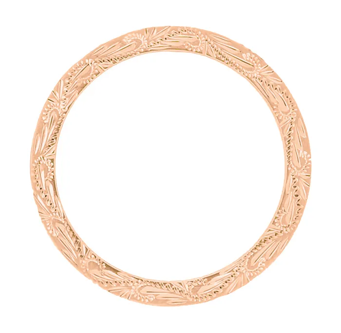 14 Karat Rose Gold 5mm Wide Western Hand Engraved Scrolls Leaves Vintage Style Wedding Ring Antique Jewelry Mall Rings 14 Karat Rose Gold 5mm Wide Western Hand Engraved Scrolls Leaves Vintage Style Wedding Ring Antique Jewelry Mall Rings