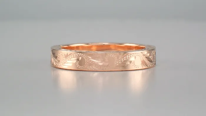 14 Karat Rose Gold 5mm Wide Western Hand Engraved Scrolls Leaves Vintage Style Wedding Ring Antique Jewelry Mall Rings 14 Karat Rose Gold 5mm Wide Western Hand Engraved Scrolls Leaves Vintage Style Wedding Ring Antique Jewelry Mall Rings