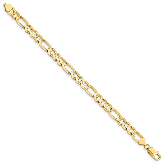 14k 75mm Concave Open Figaro Chain Bracelet 1342 grams Qgold Bracelets 14k 75mm Concave Open Figaro Chain Bracelet 1342 grams Qgold Bracelets