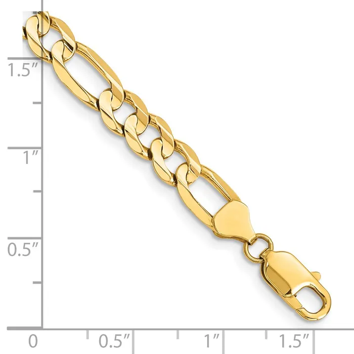 14k 75mm Concave Open Figaro Chain Bracelet 1342 grams Qgold Bracelets 14k 75mm Concave Open Figaro Chain Bracelet 1342 grams Qgold Bracelets