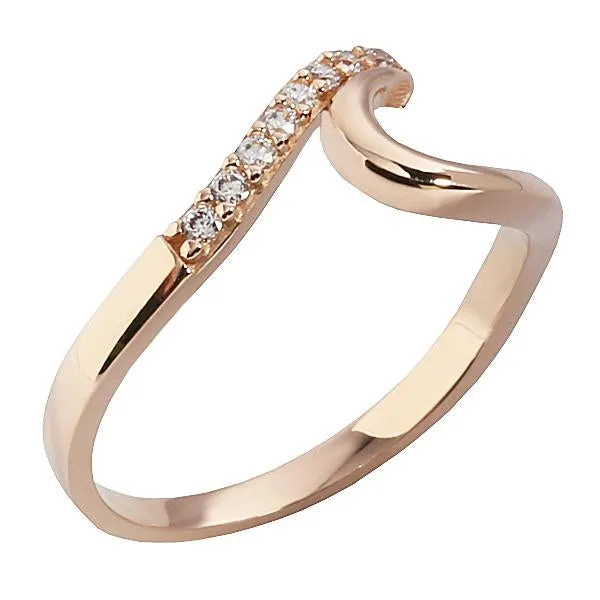 14K Pink Gold Wave Ring with CZs Nakoa Rings