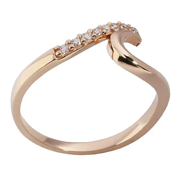 14K Pink Gold Wave Ring with CZs Nakoa Rings