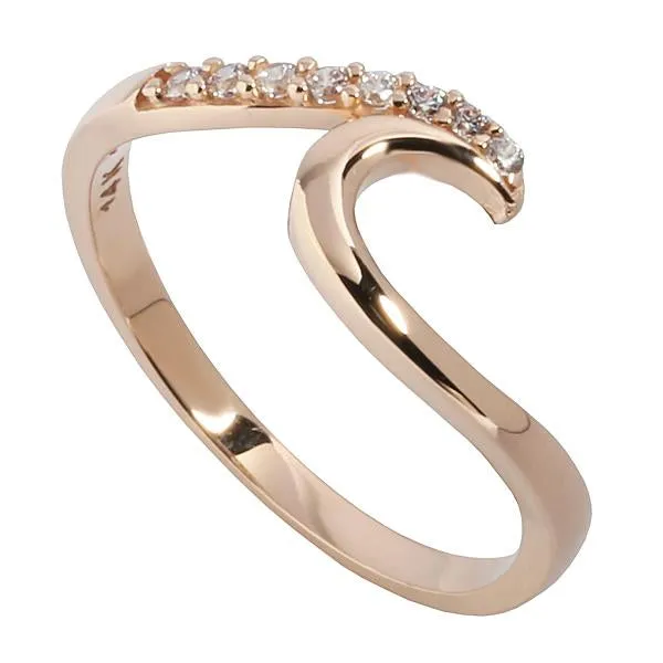 14K Pink Gold Wave Ring with CZs Nakoa Rings