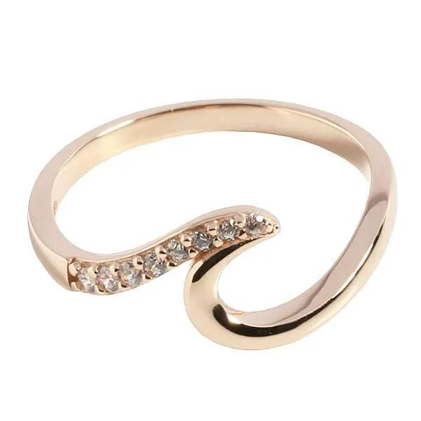 14K Pink Gold Wave Ring with CZs Nakoa Rings